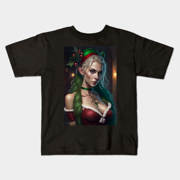 Santa's Elf Kids T-Shirt by ai1art